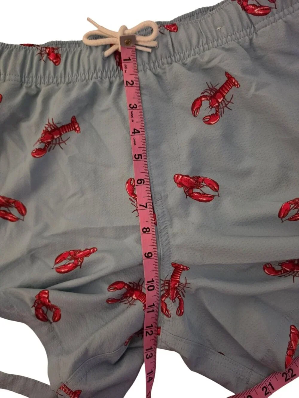 Hollister Lobster Swim Trunks Mens Small Blue Red Print Lined Drawstring Shorts - Picture 8 of 10